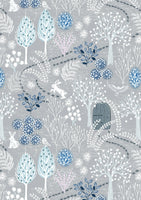 Secret garden on frosty grey with pearl elements