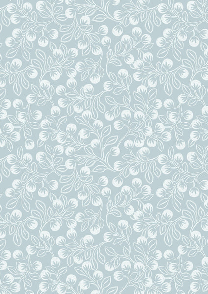Snowberries on ice blue with pearl effect