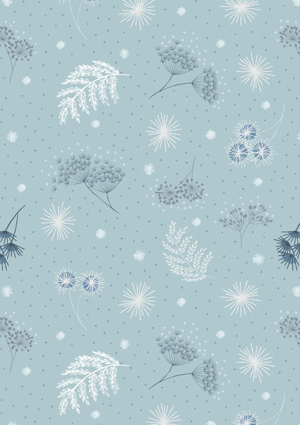Frosted garden on mist blue with pearl elements